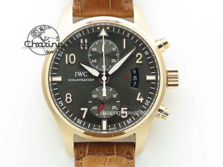 MIROTIME 0131 Youthful Pilot Chrono RG 3878 Gray Dial on Light Brown Leather Strap A 7394